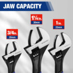WORKPRO 3-Piece Adjustable Wrench Set, 6in, 8in & 10in Wrenches with Ergonomic Grip for Home, Garage, Workshop - Image 5
