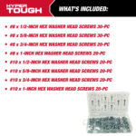 Hyper Tough Zinc Plated Steel Self Drilling Screw Set with Clear Case, 180 Piece - Image 4