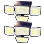 DAYBETTER Solar Lights Outdoor, 4 Heads 3000LM IP65 Waterproof Motion Sensor Security Lights with 278 LEDs, 3 Modes 270° Wide Angle Solar Outdoor Lights for Yard Garden Garage Porch (2 Pack)