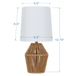 Mainstays 12.75" Rope Mini Lamp, Brown, 5.75 x 6.5 x 6.5" Lamp Shade - Image 5
