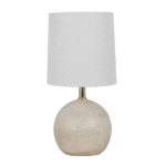 Mainstays 12.75 Inch White Ball Table Lamp with White Linen Shade