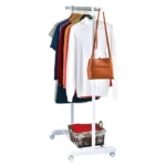Mainstays Adjustable Metal Rolling Garment Clothes Rack, Chrome & White - Image 6